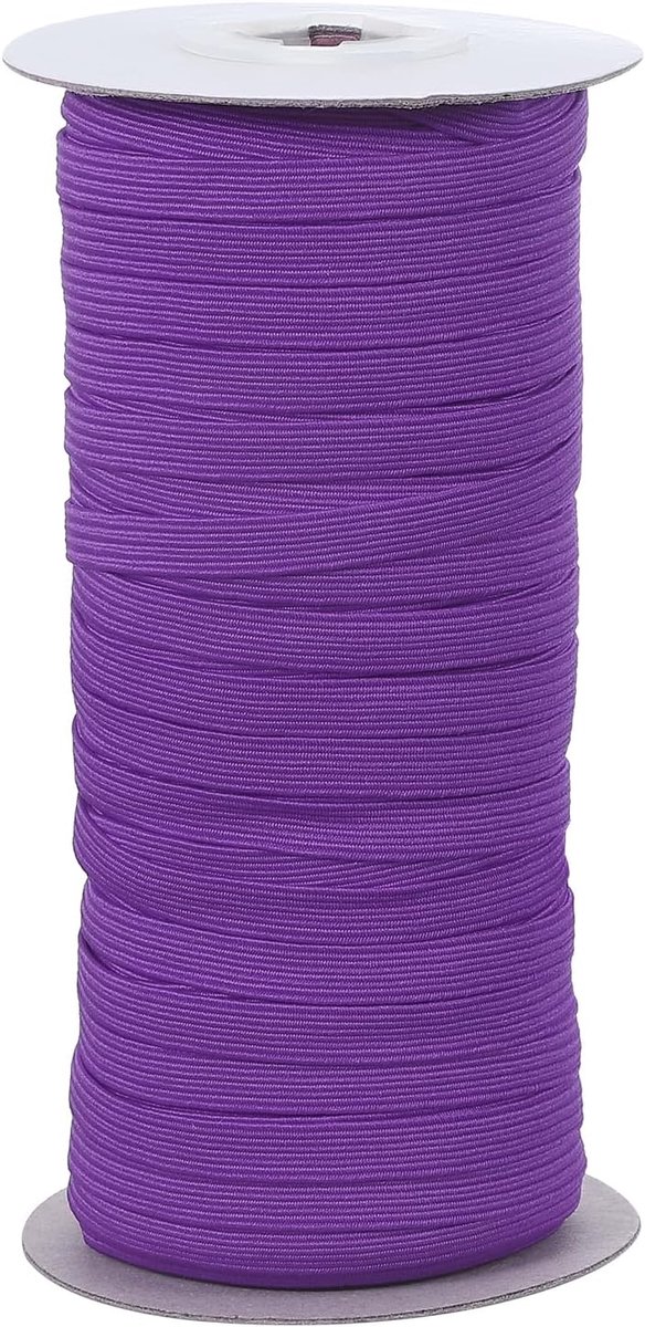 Elastische banden, 6 mm x 45 meter, polyester plat elastisch koord, stretchband voor naaien, knutselen, doe-het-zelf, paars