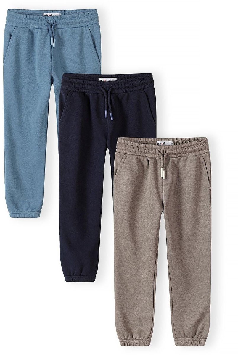 Minoti joggingbroek jongens 3-pack - katoen - blauw
