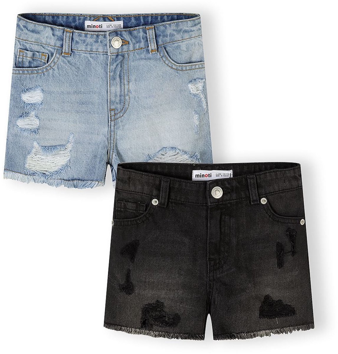 Minoti korte broek meisjes 2-pack denim - 100% katoen - zwart