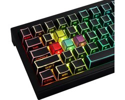 PBT toetsdoppen, 128 toetsen, kleurstofsublimatie, kersenprofiel, zijgegraveerde, transparante toetsdoppenset voor Cherry MX-schakelaars, ASIN/ISO-lay-out, mechanische toetsenborden
