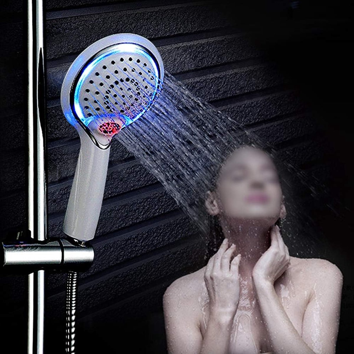 SnelShoppen - Veranderende LED-douchekop met digitale temperatuursensor, 3 kleuren, temperatuurregeling, douchesproeier voor ontspannende doucheroutin