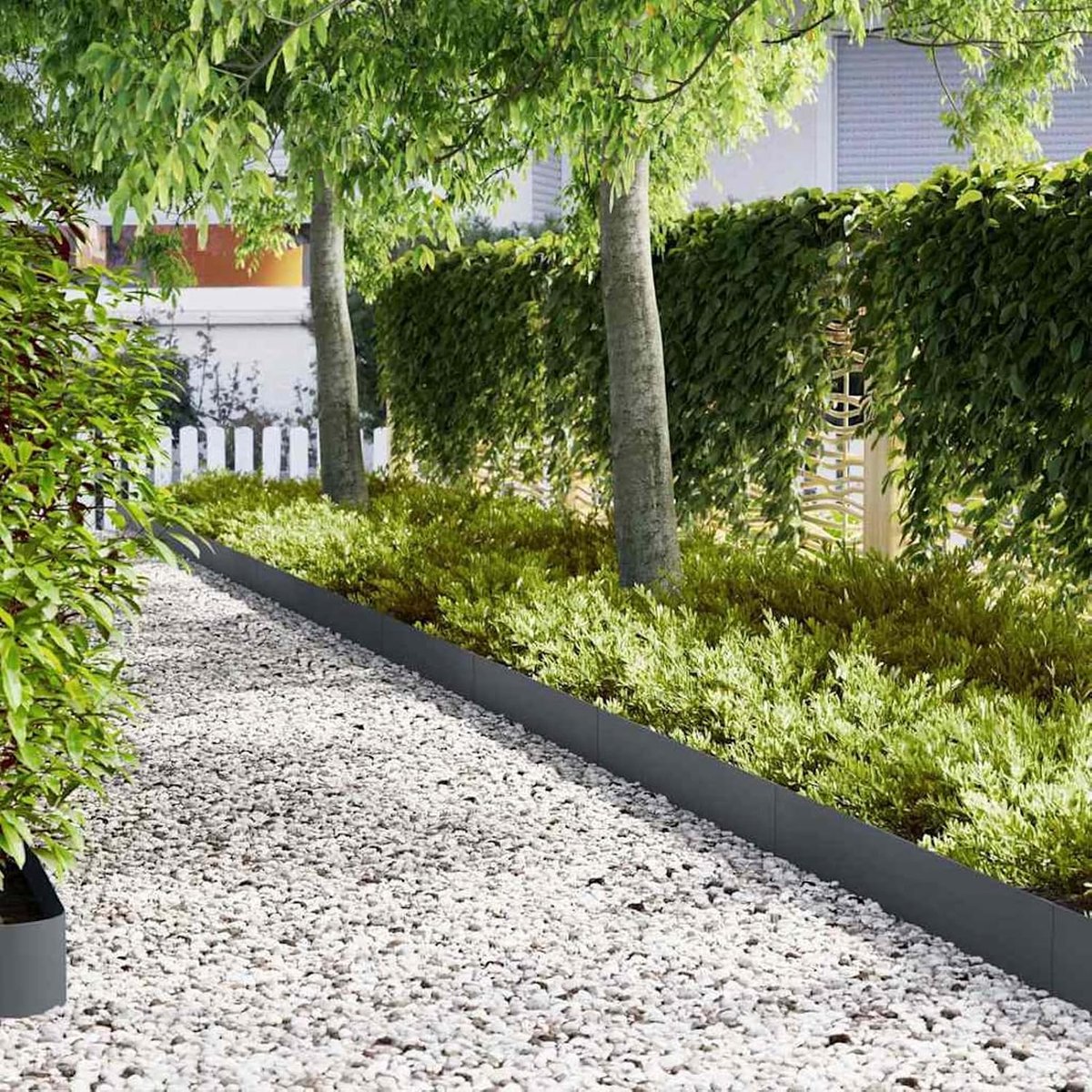 30 stuks, antraciet, koudgewalst staal, 100 x 0,05 x 20 cm, voor tuin, terras en bloembedden, weerbestendig