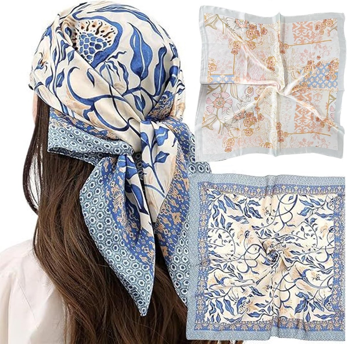 Set van 2 bandana's, nieuwe bandana's, bandana's mode, bandana-print, hoofddoek voor nylon bandana, hoofdband, stijlvolle haarsjaal, halsdoek, sjaal, doodskop, gezichtsbedekking, vierkante