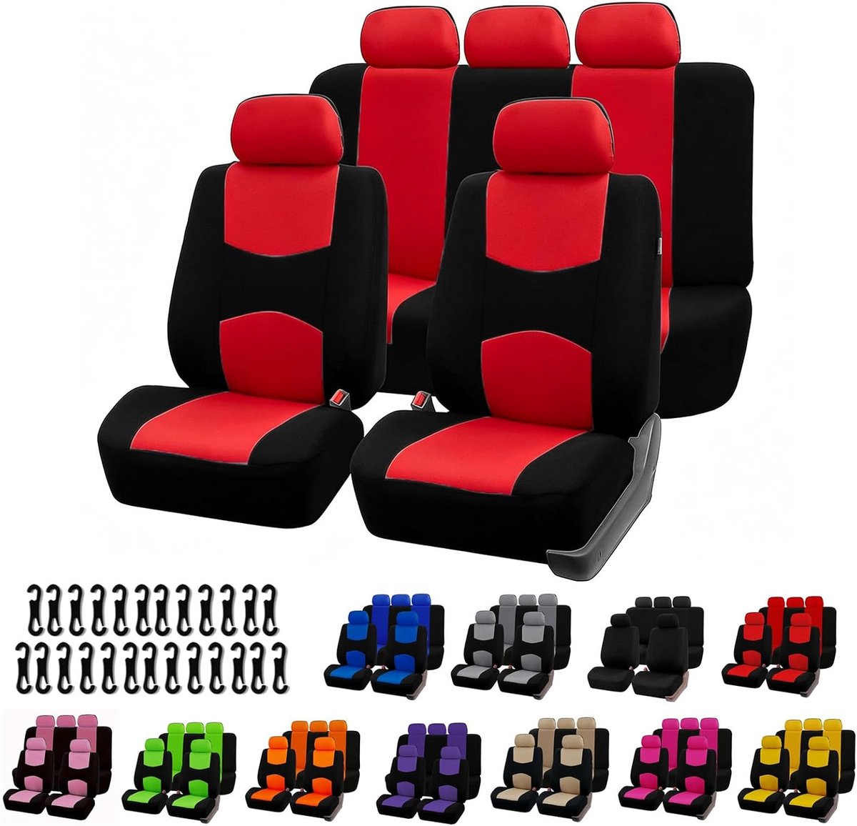 set autostoelhoezen, 5-delige beschermhoezen | Universele autostoelhoezen, beschermhoezen voor autostoelen voor alle seizoenen, vuilafstotend, ademend, slijtvast en wasbaar