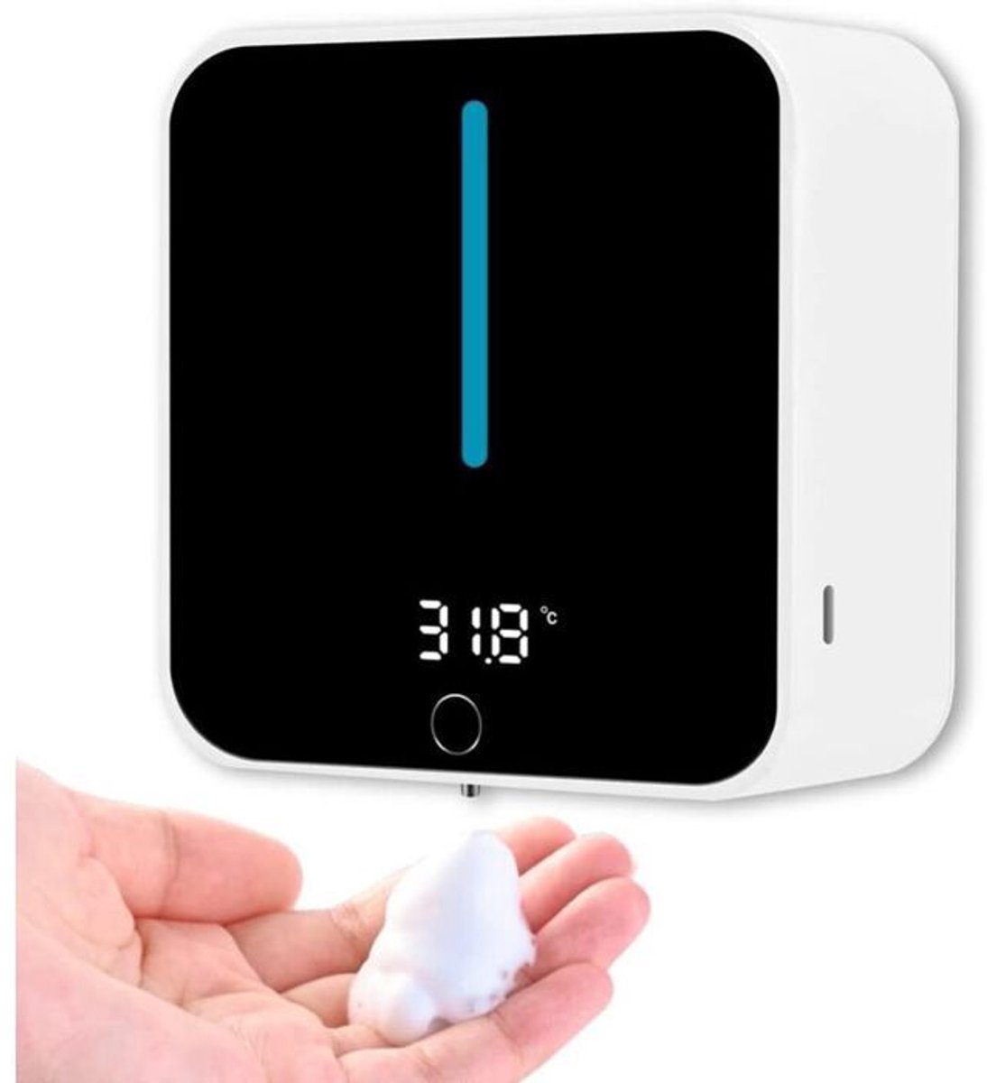 Automatische zeepdispenser voor wandmontage - contactloze infraroodsensor - LED-scherm toont de omgevingstemperatuur