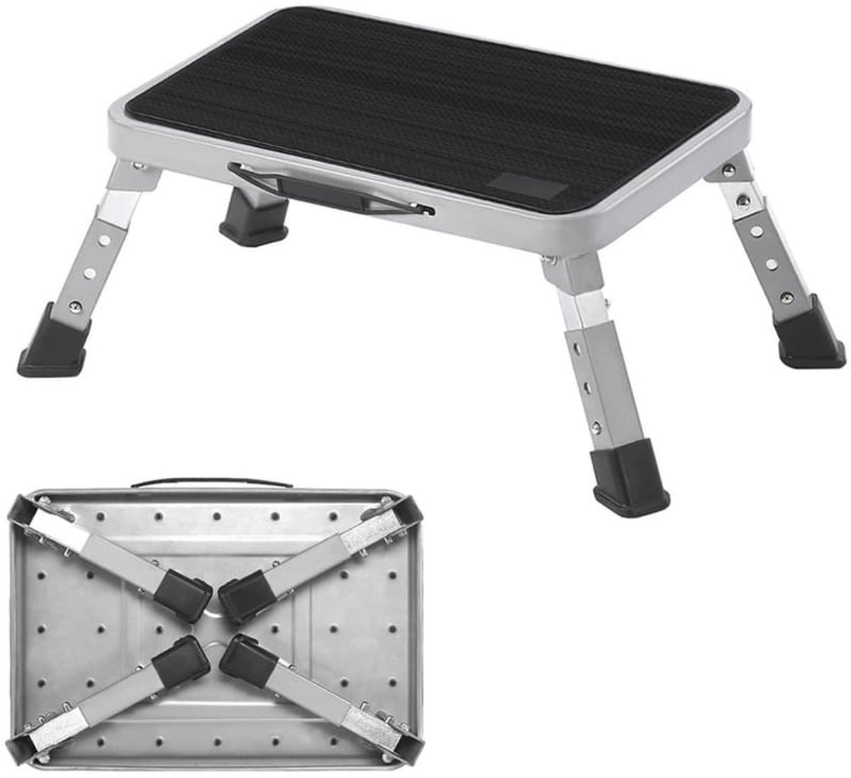 Opvouwbare stalen kruk - kruk voor volwassenen - opvouwbare ladder - kamperen - camper - draagvermogen 150 kg - extreem duurzaam