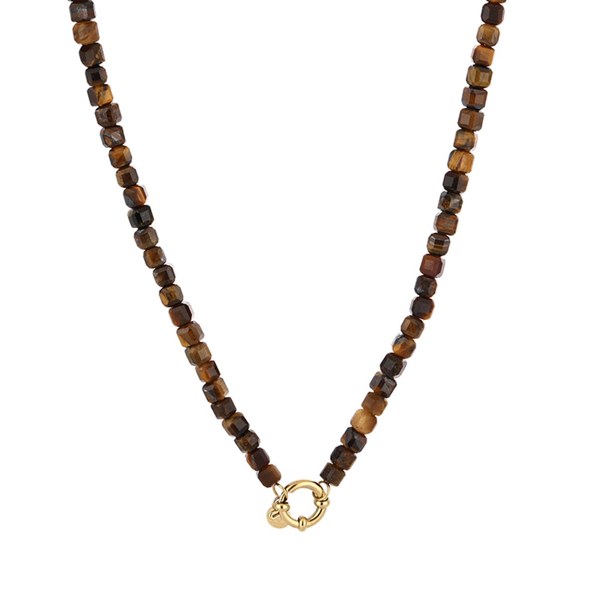 Fijne Natuurstenen Kralenketting – Natuurstenen Kralen Ketting Fijn – RVS - Tiger Eye