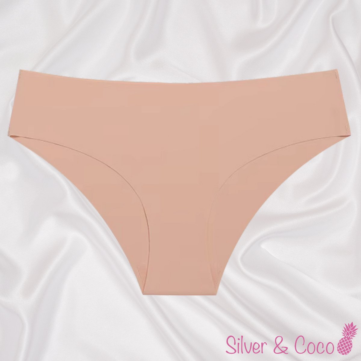 SilverAndCoco® - Naadloze Onderbroek / Seamless Broekje Dames / Zacht Brazilian Slipje / Naadloos Stretch Ondergoed Vrouw / Hipster Dames Lingerie Broekje Slip - Peach / Nude Small S