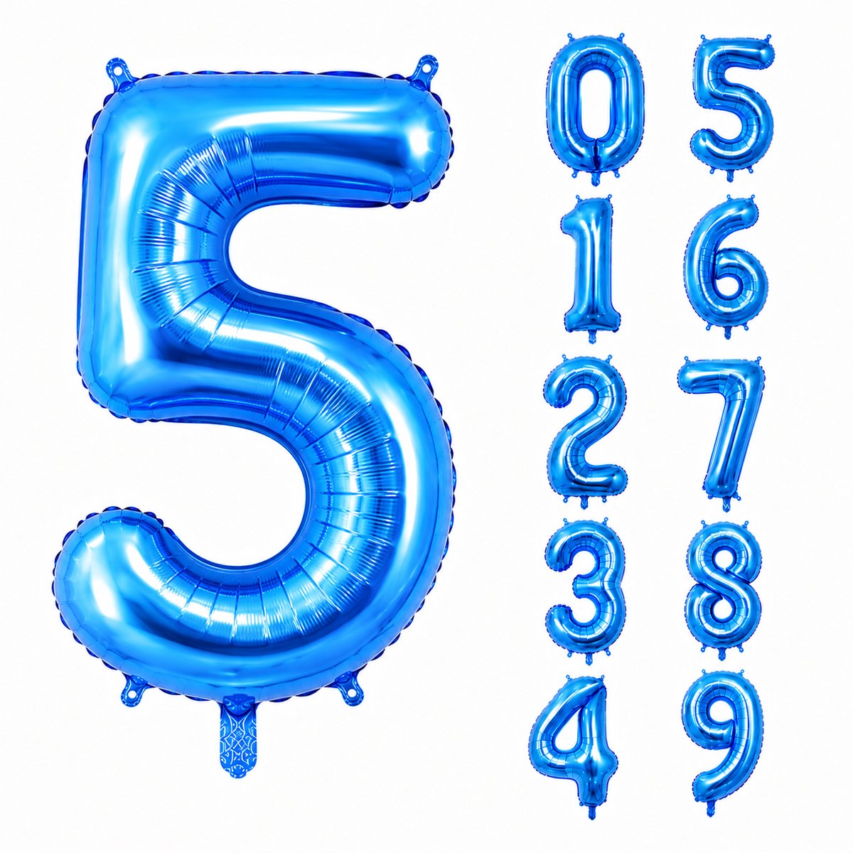 Fienosa Blauw Metallic Cijfer 5 Ballon 101 CM - Nummer 5 - Cijferballon - XL Groot - Helium Ballon - Verjaardag Ballon - Feestversiering - Verjaardag - Leeftijd - Getal