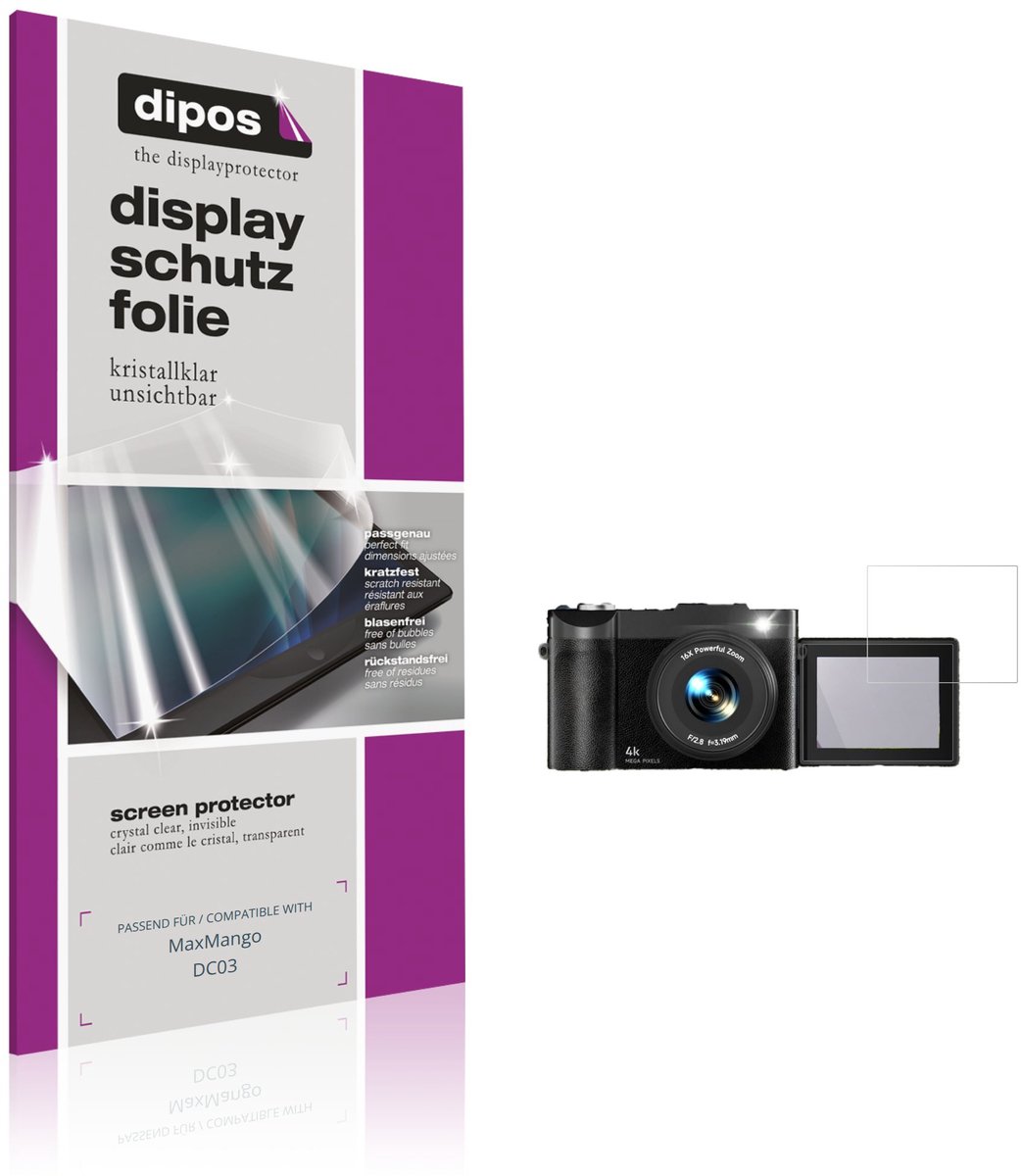 dipos – 4x Beschermfolie geschikt voor MaxMango DC03 | Krasbestendige & heldere Screenprotector Ultra-Thin