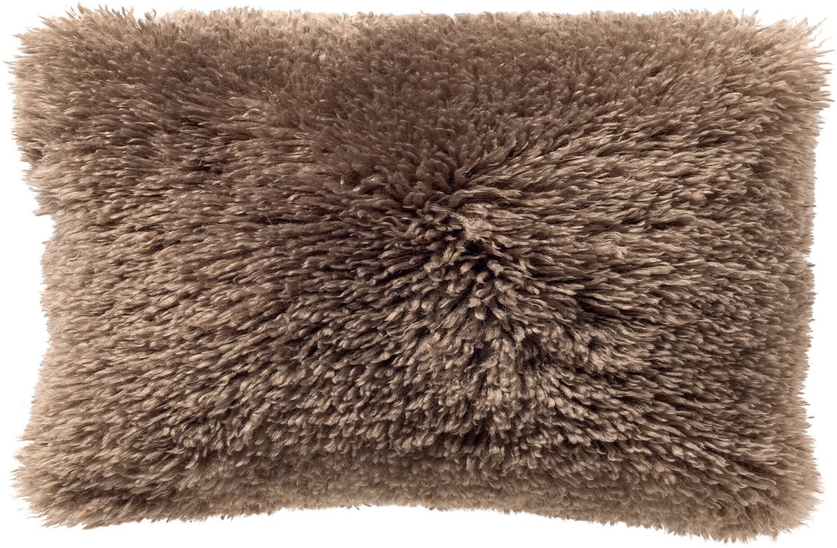 Dutch Decor IBBY - kussenhoes 40x60 cm - gerecycled - fluffy - Driftwood - taupe - met rits - zonder binnenkussen
