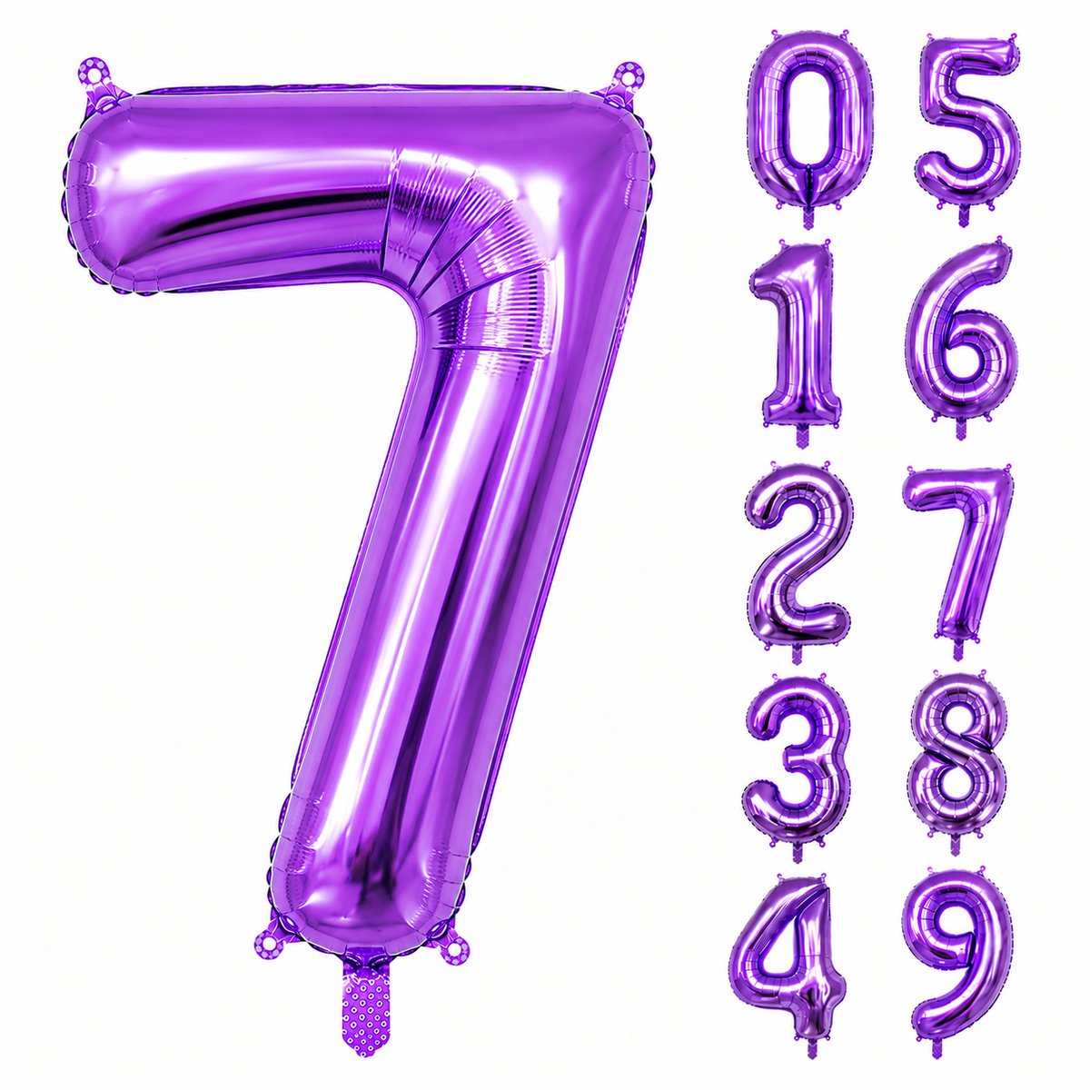 Fienosa Paars Cijfer 7 Ballon 101 CM - Nummer 7 - Cijferballon - XL Folieballon - Helium Ballon - Feestversiering - Verjaardag - Leeftijd - Getal