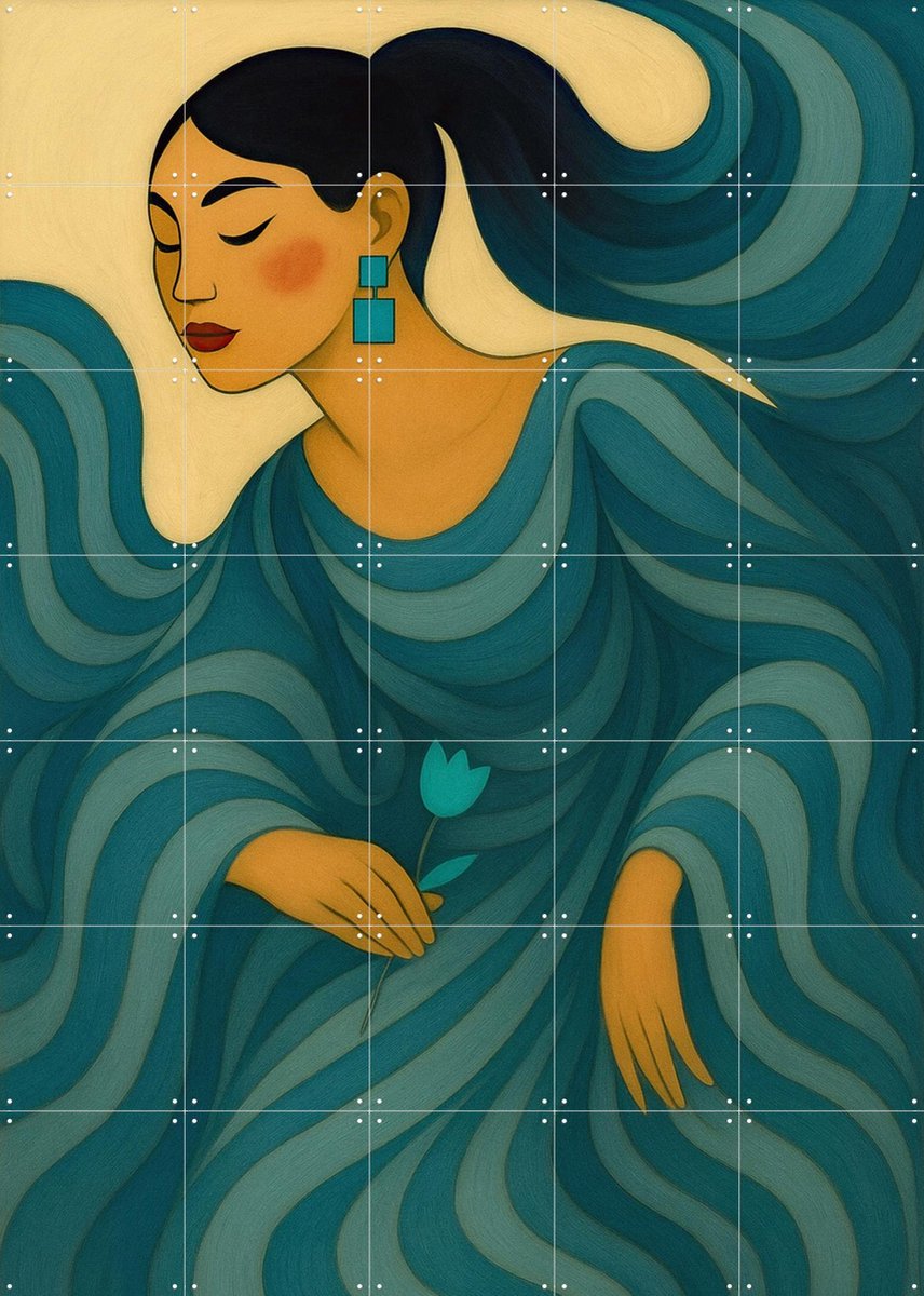 IXXI I don't Rise and Shine I Pose and Glow, Moonheart Artworks - 100 x 140 cm - Gratis ophangtool - Grote wanddecoratie en posters - Line art