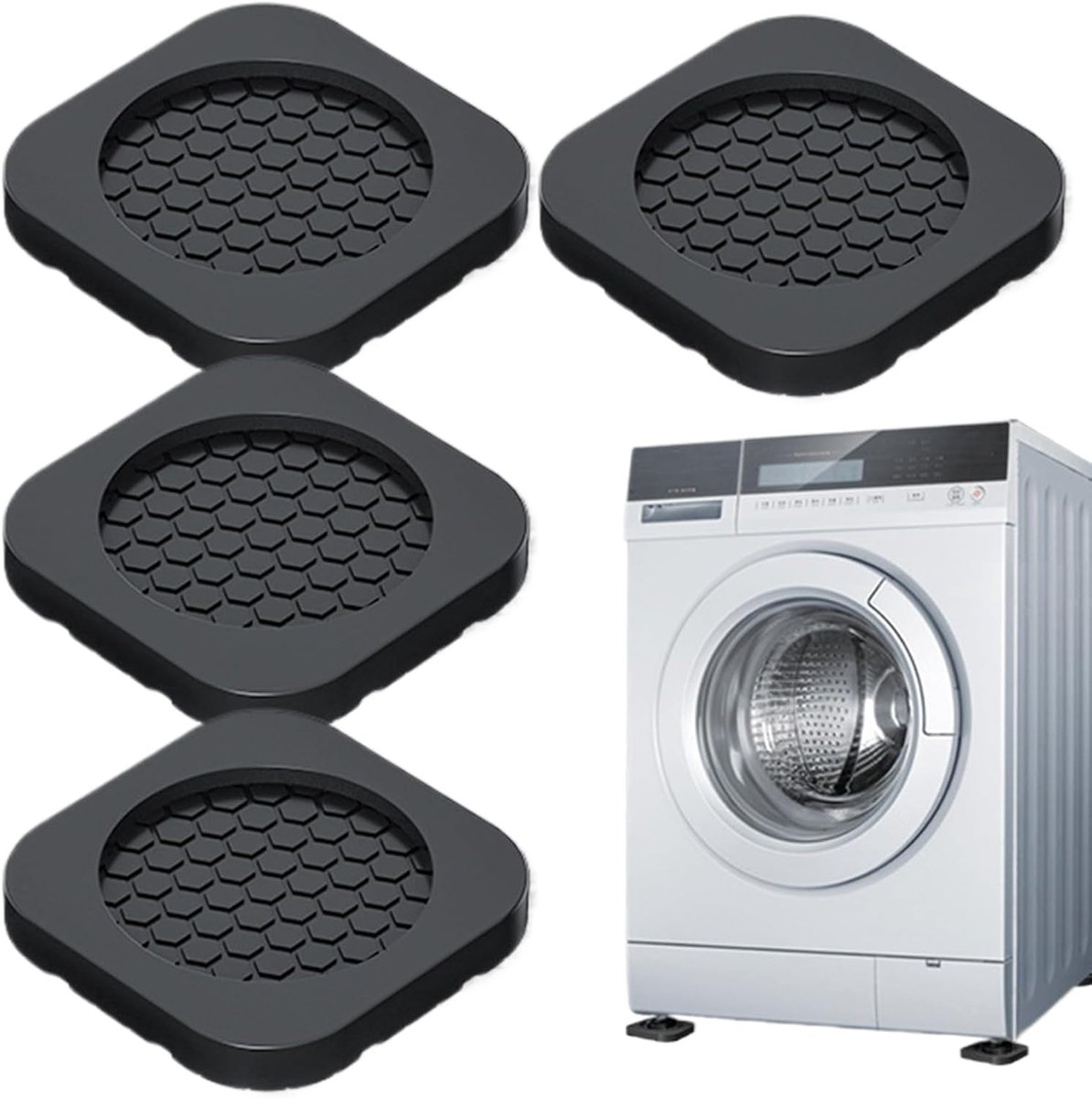 4 stuks - Wasmachine verhoger - Trillingsdempers Wasmachine & Droger - Wasmachine voetjes - wasmachinevoetjes - meubelvoeten - verhogingsblokken - wasmachine trillingsdemper - Meubelverhogers - Trillingsdempende Wasmachine Voetjes - wasmachine sokkel