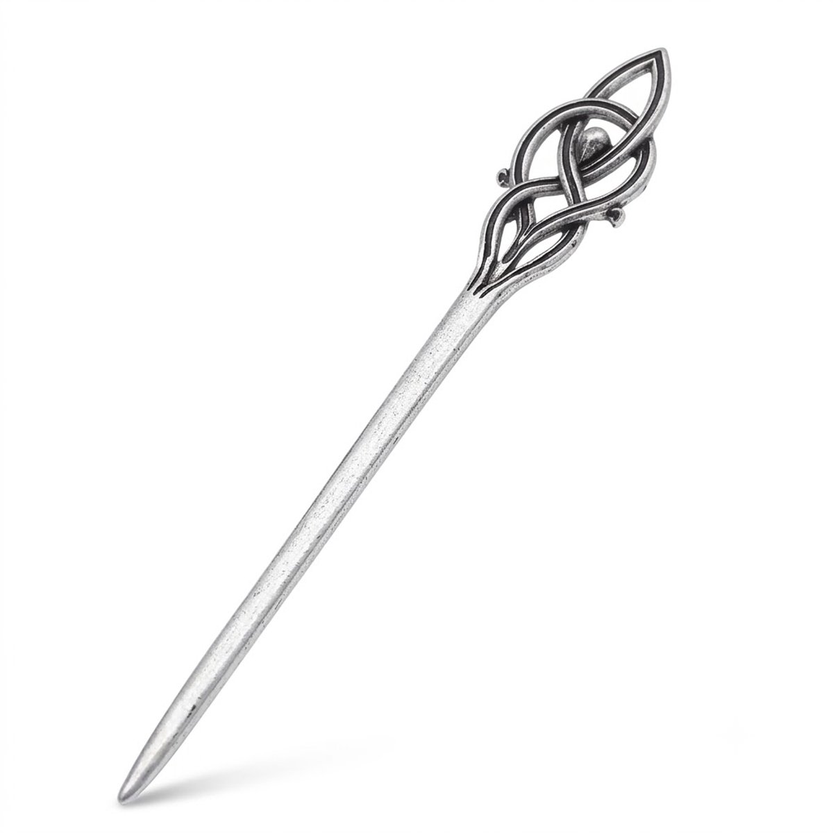 Oud zilverkleurige haarpin dames vintage haarpin met Keltisch knoopwerk metalen haarspeld voor haarknot opsteek kapsel antislip haar accessoire Viking stijl