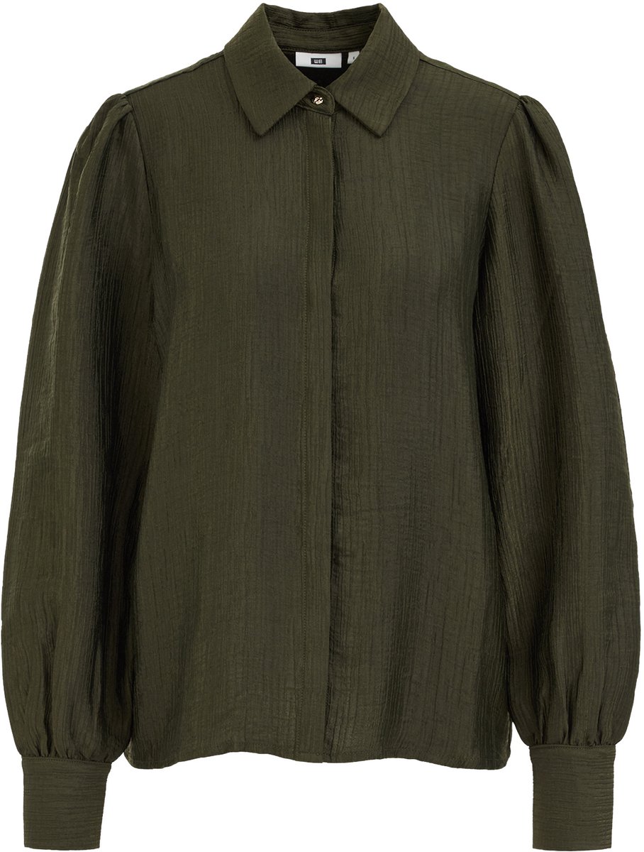WE Fashion Dames blouse met ballonmouwen en structuur