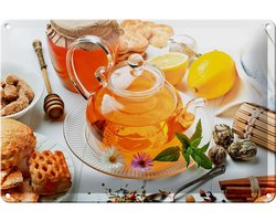 Blechschild Trinken 20x30 cm Teekanne mit Tee Deko Schild