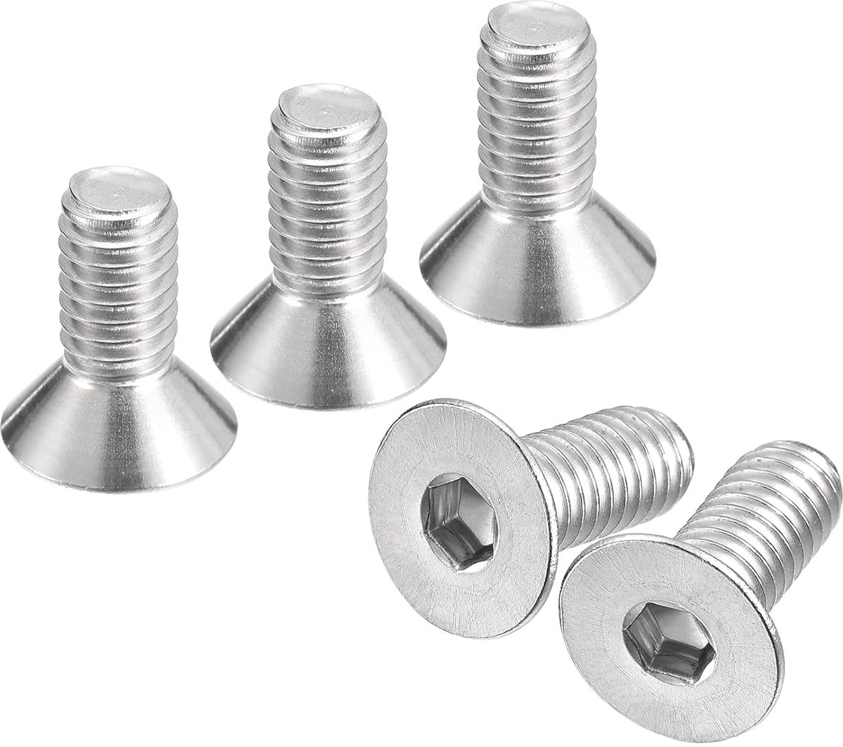 20 stuks 5/16-18x3/4" platte verzonken kop socket cap schroeven 304 roestvrij staal zeskant stopcontact platte kop schroeven volledige schroefdraad verzonken kop bouten
