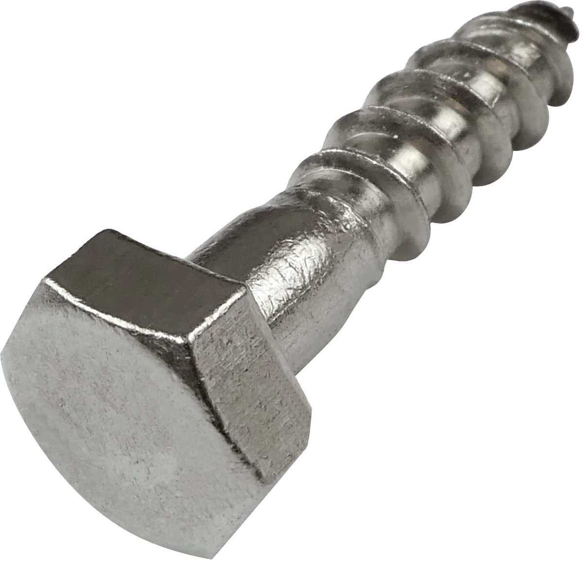 Houtschroeven zeskantkop trekschroef Ø6x25mm zelftappend - DIN 571 - van roestvrij staal A2