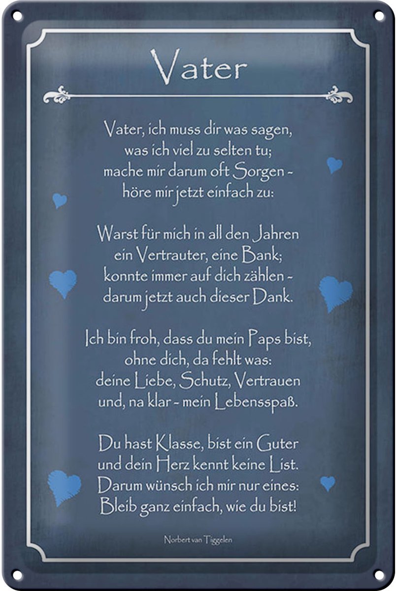 Blechschild Spruch 20x30 cm Vater Deko Schild