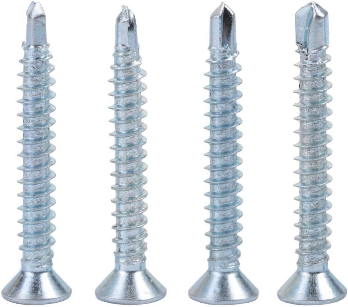 Zelfborende schroef, Akozon 50 stks M4.2 Pan Head Schroeven Boren Zelftappende Saaie Staart Verzinkte IJzeren Schroevenset voor Plaatwerk Bevestiging Sheetrock Boorplanken (M4.2 * 50 (50 STUKS))