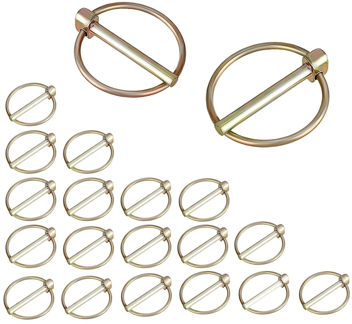 20 x klapsplinten, 5,8 x 45 mm, verzinkt, veiligheidssplinten met ring voor tractor, aanhangers en landbouwmachines, roestvrij staal