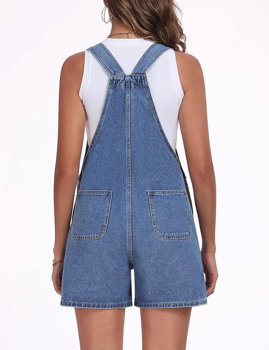 Tuinbroek dames korte jeans overall casual zomer baggy bib denim shorts jumpsuits met verstelbare bandjes mode — afbeelding 2