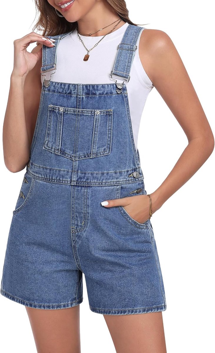 Tuinbroek dames korte jeans overall casual zomer baggy bib denim shorts jumpsuits met verstelbare bandjes mode