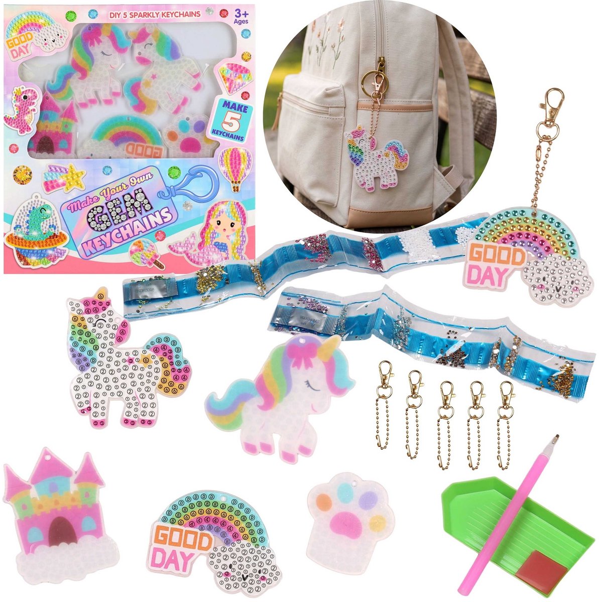 Creatieve SET voor het maken van eenhoorn sleutelhangers, DIY set VOOR KINDEREN 3+