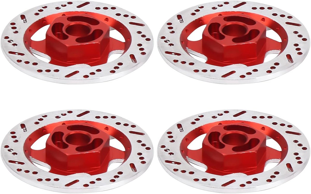 remschijvenset, slijtvast Roestvrije en duurzame RC remschijf voor 1/10 RC universele platte sportterreinwagen voor RC klimwagen(red)
