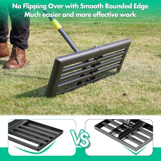SnelShoppen - Metaal Tuinhark, 182 cm, Efficiënte Grond Egalisatie Hark, RVS, 25 x 76 cm, Voor Golf, Tuin, Graszoden, Vlakmaken, Achtertuin, Tuinwerkz van Snelshoppen — afbeelding 2