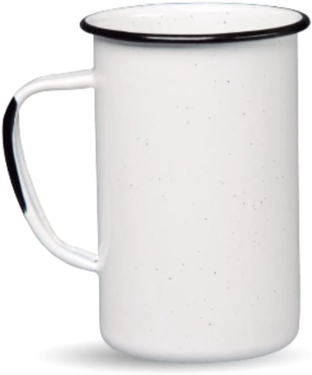 grote mok van geëmailleerd staal, diameter 8 cm, 320 ml, wit