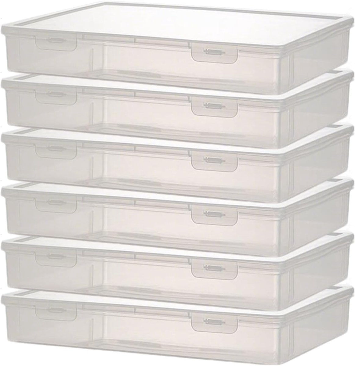 6 stuks archiefdozenA4 kunststof, 32,5 x 23 x 5 cm multifunctionele opbergdoos met deksel, documentenbox plastic doos, papieren organizer, box kunststof voor documenten, foto's, brieven