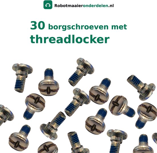 Robotmaaier Mesjes Titanium – 30 stuks + Threadlocker Borgschroeven – Geschikt voor Husqvarna Automower & Gardena – Roestvrij RVS — afbeelding 3