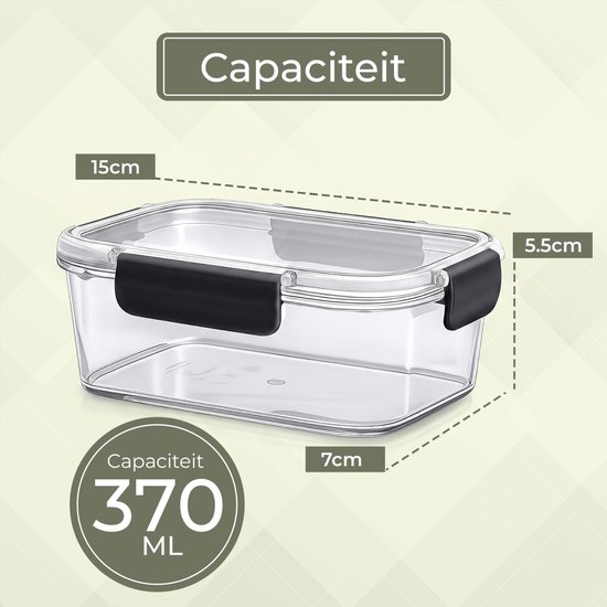 Heinouk® Glazen Vershoudbakjes Set 10 Stuks - Vershoudbakjes Glas met Deksel - 5x 370 ml & 5x 1040 ml - Lekvrij & BPA-vrij - Meal Prep Bakjes - Bewaarbakjes - Oven, Magnetron, Vriezer & Vaatwasser Bestendig — afbeelding 3