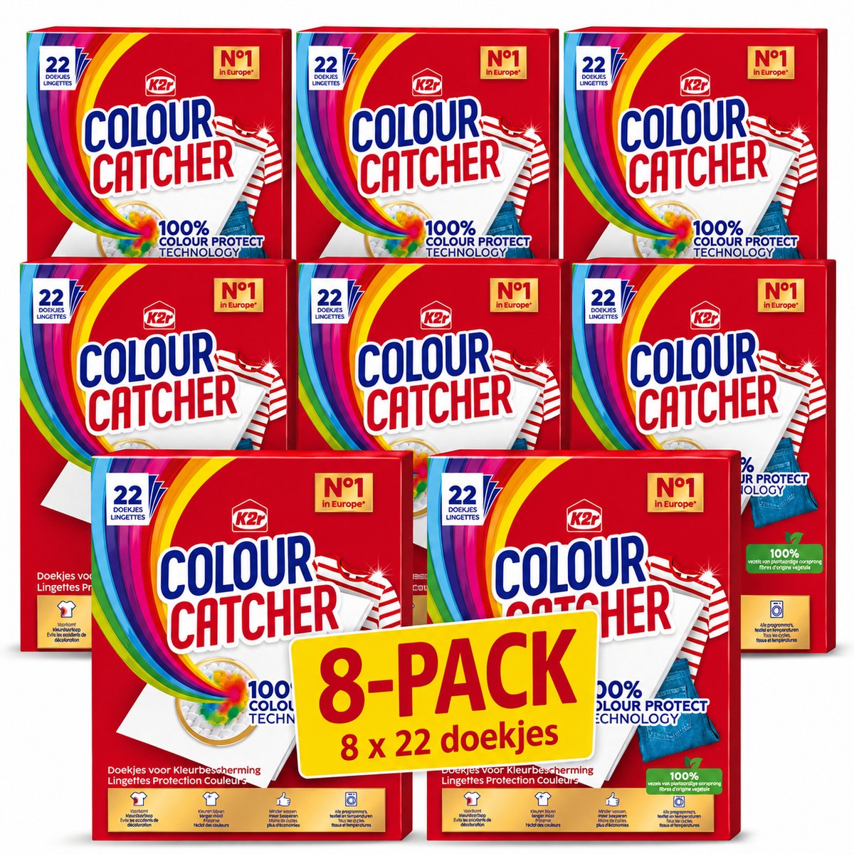 K2R - Colour Catcher Doekjes - 8 x 22 stuks - Voordeelverpakking
