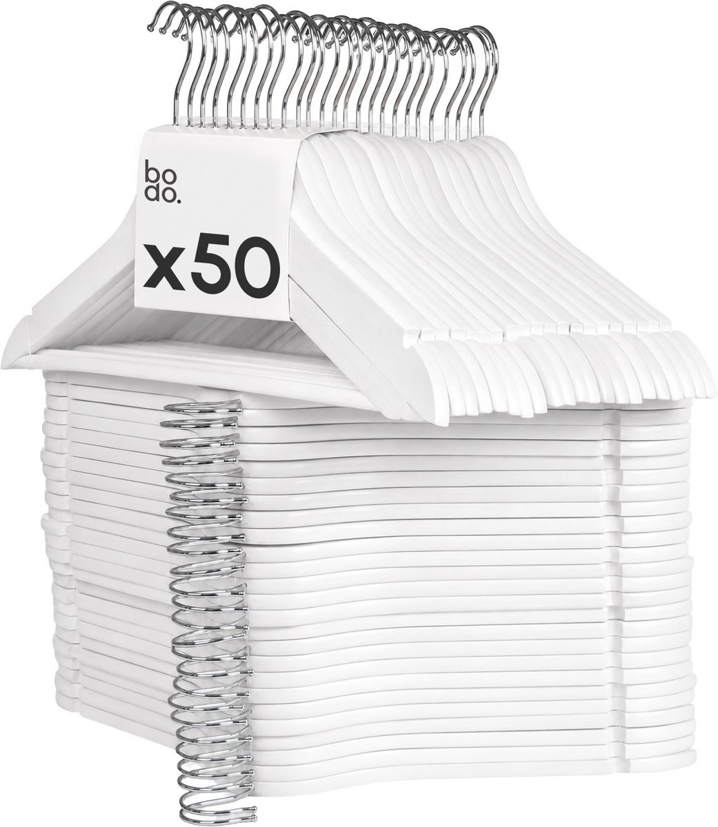 Kledinghangers - 50 stuks - wit - Bodo