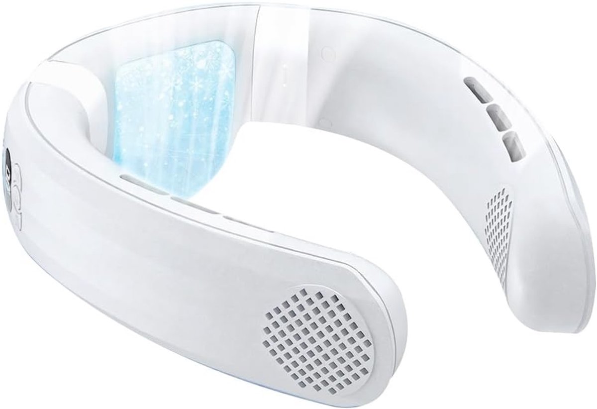 oplaadbare koeling hals ventilator, draagbare stille hangende hals ventilator, drie windsnelheid/koude compressie modi.