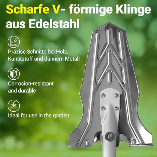 Schop tuin wortelschep met wortelzaag, opvouwbaar 120 cm - Opvouwbare schop met roestvrij lemmet, aluminium steel, zachte handgreep en D-handgreep voor tuin, camping, wortels en aarde — afbeelding 4
