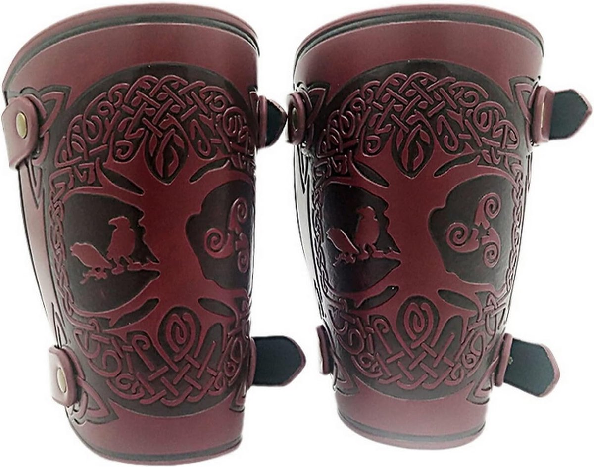 Bracers Middeleeuwse Arm Guards Yggdrasil Wereld Boom Lederen Bracers Viking Accessoires voor Halloween LARP Boogschieten