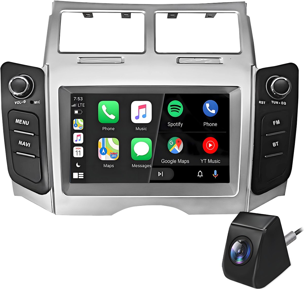 Cestovet Autoradio - Geschikt voor Toyota Yaris/ Vitz/Platz (2005- 2011) - Draadloos CarPlay, Android Auto - Android 15 - 2GB+64GB - achteruitkijkcamera