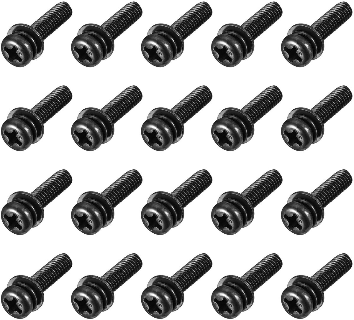 M4 x 16 mm schroevenset, 20 stuks roestvrijstalen schroeven, meubelschroeven, assortiment schroeven, machineschroeven, bouten gecombineerd met veerring en sluitringen voor reparaties
