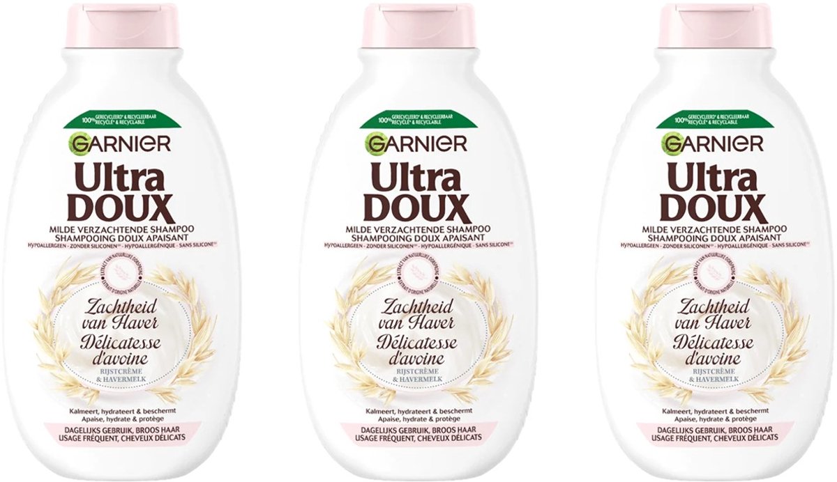 Garnier Loving Blends Milde Haver Shampoo 3 x 250 ml - Garnier Loving Blends Milde Haver Shampoo 250 ml - Parabenen- & Siliconenvrij - Bij een gevoelige hoofdhuid
