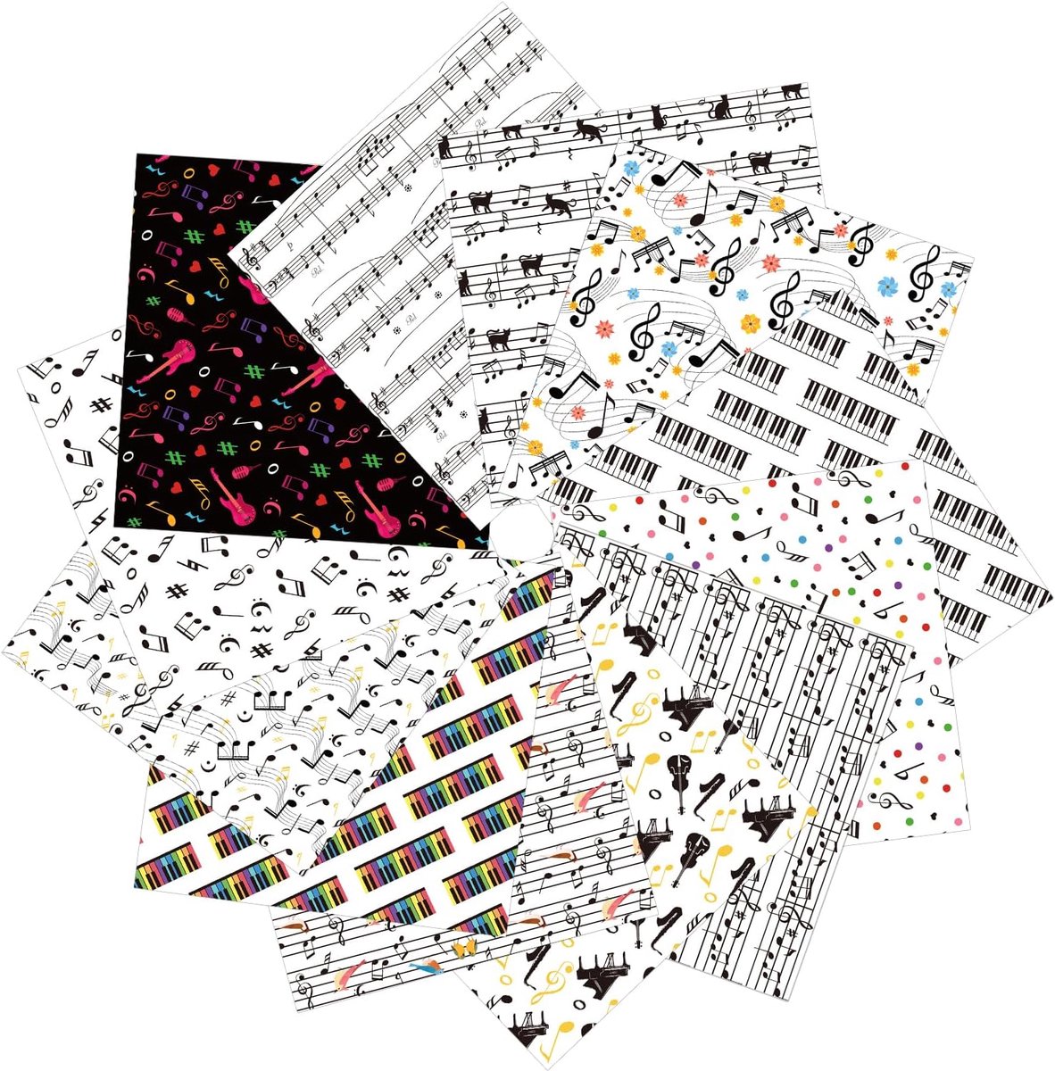 noten plakboek papier, 24 vellen muziekthema patroon papier dubbelzijdig decoratief knutselpapier voor kunst ambachtelijke doe-het-zelf kaarten maken, scrapbooking benodigdheden 30 x 30 cm