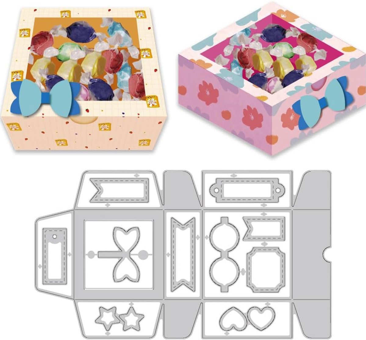 3D-stansvormen voor raamdozen, hol, vierkant, voor snoepdozen, kaarten maken, sjablonen, scrapbooking, reliëfsjabloon, stansvormen voor wenskaarten, decoratie