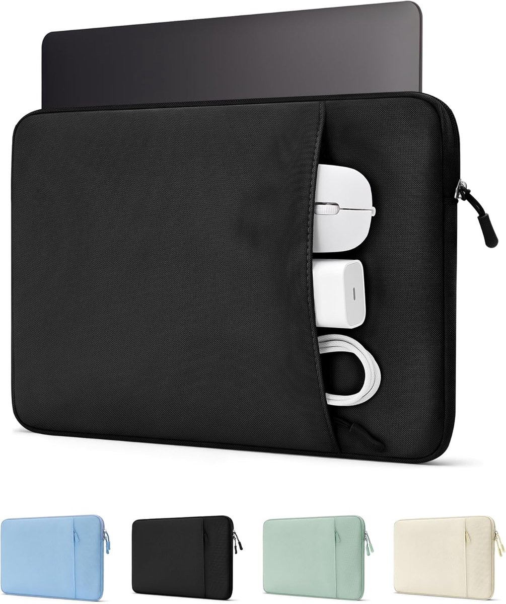 Laptophoes 33 cm voor MacBook Neo/Air/Pro met A18/M5/M4/M3/M2/M1 | Slanke reishoes met zachte pluche voering en groot voorvak, waterbestendig, ook geschikt voor 33 cm HP Dell Lenovo ASUS Acer