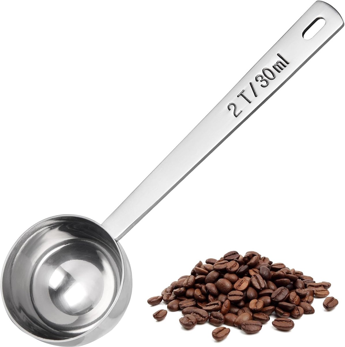 18/8 Roestvrijstalen Lange Handgreep Koffieschep (S, 30 ml) | 10 cm Extra Lange Steel voor Gemalen Koffie, Bonen, Poeder, Espresso, voor Hoge Jerrycan Pot Blikjes