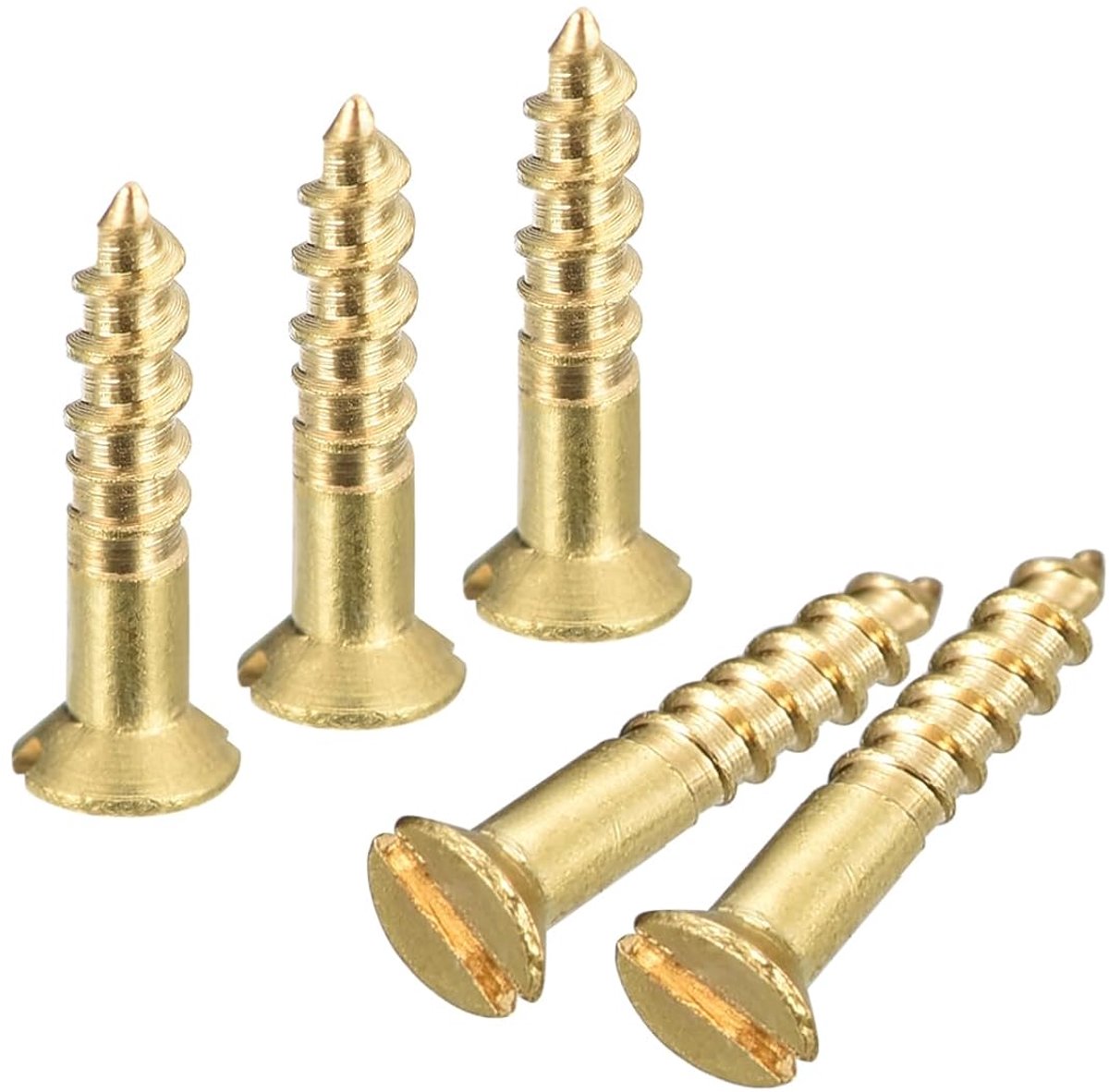 Houtschroeven, 60 stuks M2 x 10 mm sleufaandrijving, verzonken kop, zelftappende schroeven voor houtbewerking meubels