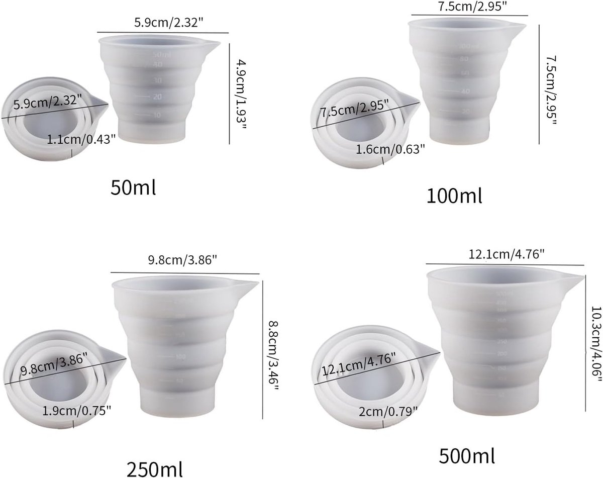 Opvouwbare Siliconen Maatbeker Mold Folding Cup Epoxy Hars Gieten Mould Sieraden Tool Voor Hars Kunst en Sieraden Maken