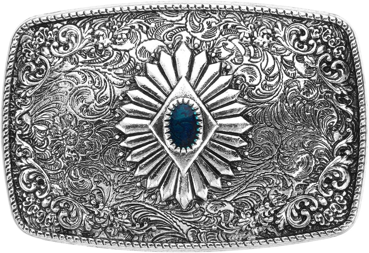 Western Riem Gesp Voor Mannen Grote Turquoise Riem Gesp Voor Vrouwen Mannen Cowboy Rechthoekige Textuur Met Tin Kleur 1 stuk